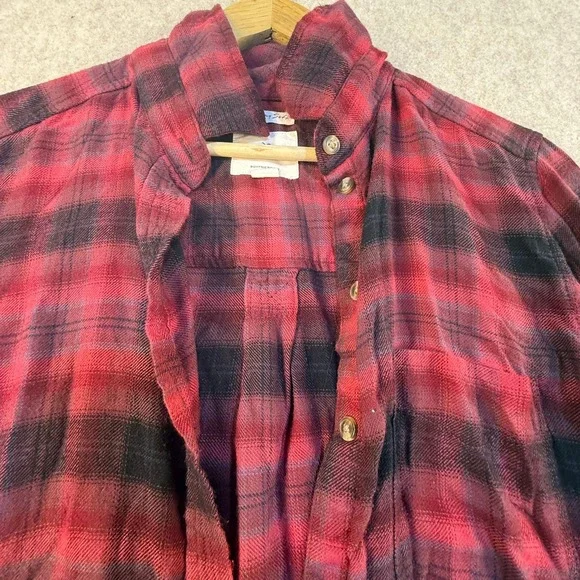American Eagle Red Black Plaid Flannel Shirt Boyfriend Fit Ahh-Mazingly Soft S - Picture 4 of 5